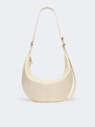 Sac hobo en cuir nappa, couleur vanille
