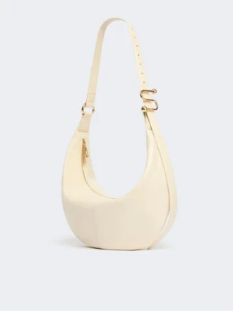 Sac hobo en cuir nappa, couleur vanille