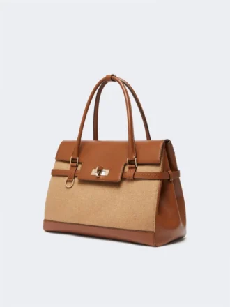 Sac à main en cuir camel
