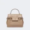 Sac à main en cuir lisse, couleur boue