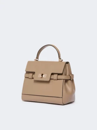 Sac à main en cuir lisse, couleur boue Sac à main en cuir lisse, couleur boue