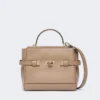 Sac à main en cuir lisse, couleur boue