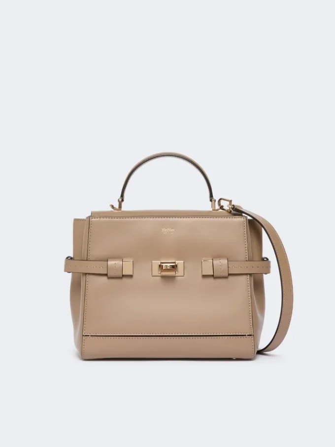 Sac à main en cuir lisse, couleur boue