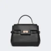 Sac à main en cuir lisse, noir Sac à main en cuir lisse, noir