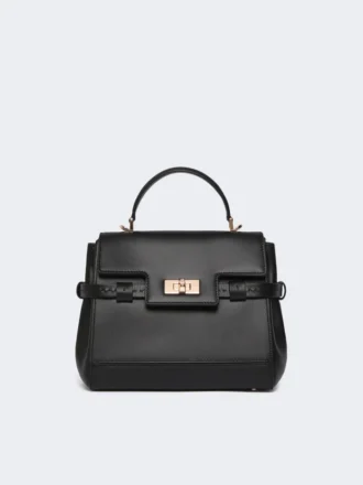 Sac à main en cuir lisse, noir Sac à main en cuir lisse, noir