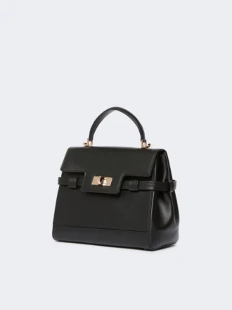 Sac à main en cuir lisse, noir Sac à main en cuir lisse, noir