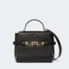 Sac à main en cuir lisse, noir Sac à main en cuir lisse, noir