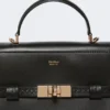 Sac à main en cuir lisse, noir Sac à main en cuir lisse, noir