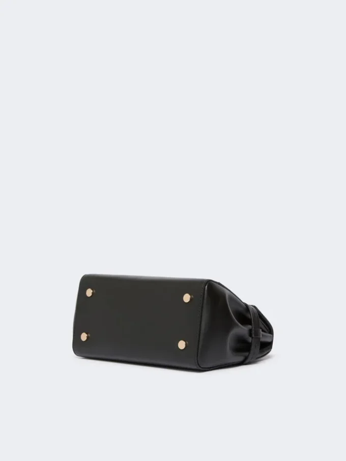Sac à main en cuir lisse, noir Sac à main en cuir lisse, noir