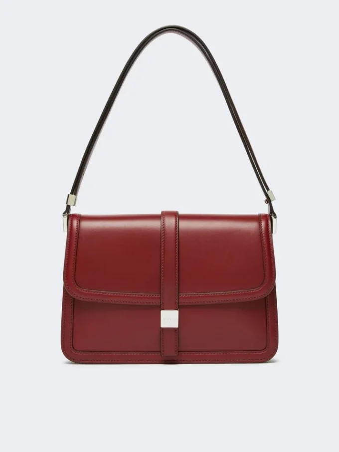 Sac à main en cuir naturel, bordeaux