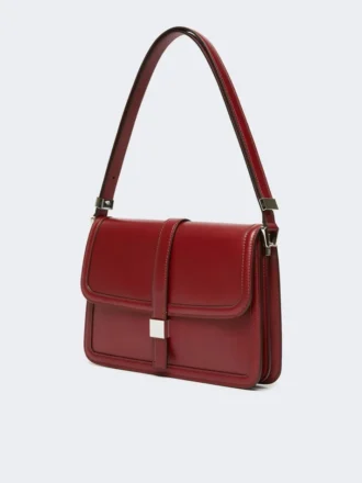 Sac à main en cuir naturel, bordeaux