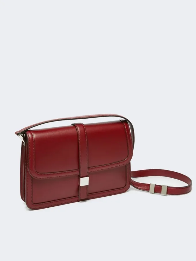 Sac à main en cuir naturel, bordeaux