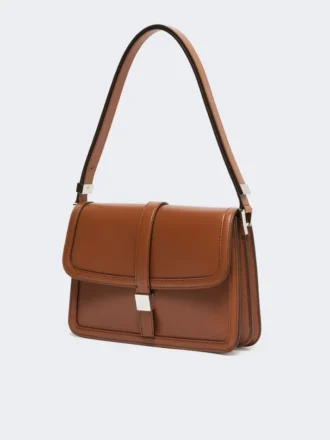 Sac à main en cuir naturel, couleur tabac