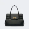 Sac à main en cuir naturel, noir Sac à main en cuir naturel, noir
