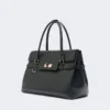 Sac à main en cuir naturel, noir Sac à main en cuir naturel, noir