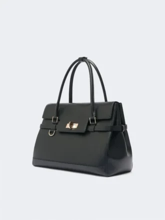 Sac à main en cuir naturel, noir Sac à main en cuir naturel, noir