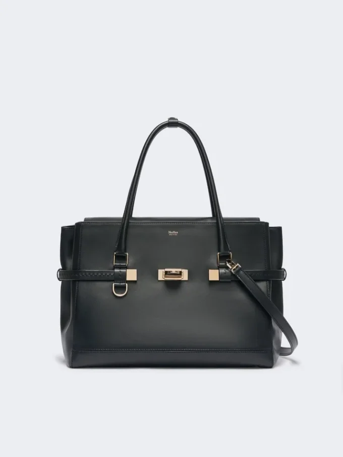 Sac à main en cuir naturel, noir Sac à main en cuir naturel, noir