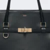 Sac à main en cuir naturel, noir Sac à main en cuir naturel, noir