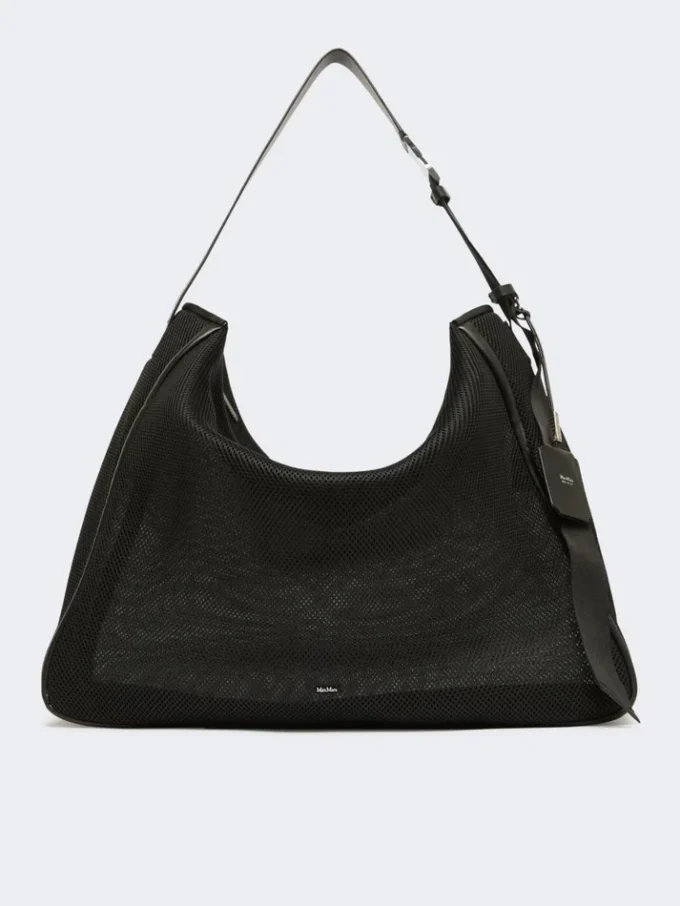 Sac à main extra-large en maille technique, noir Sac à main extra-large en maille technique, noir