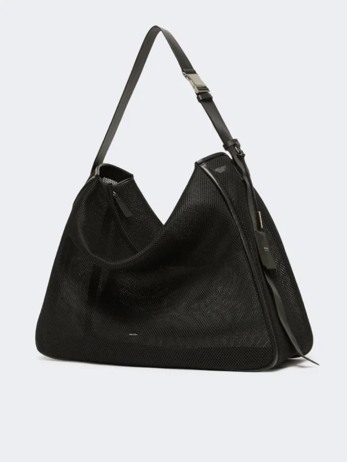 Sac à main extra-large en maille technique, noir Sac à main extra-large en maille technique, noir