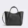 Sac marin en cuir de taille moyenne, noir