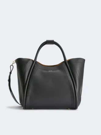 Sac marin en cuir de taille moyenne, noir