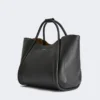 Sac marin en cuir de taille moyenne, noir
