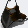Sac marin en cuir de taille moyenne, noir