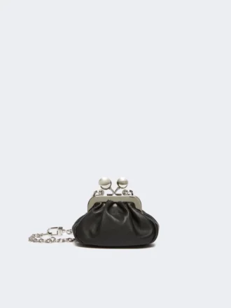Sac Nano Pasticcino en cuir de mouton nappa, noir
