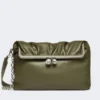 Sac Pasticcino enveloppe en cuir nappa brillant, vert foncé