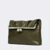 Sac Pasticcino enveloppe en cuir nappa brillant, vert foncé