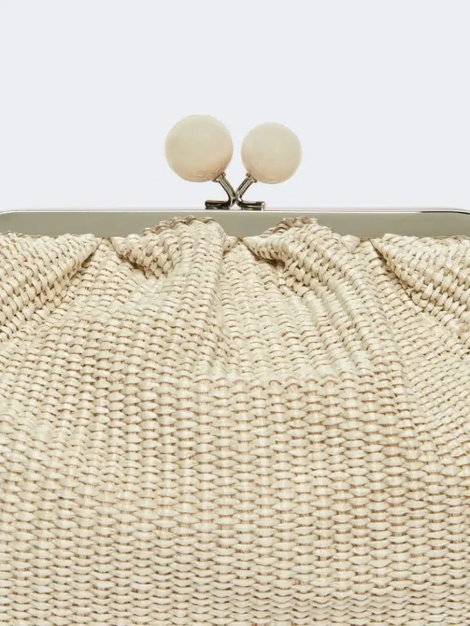Sac Pasticcino moyen effet raphia, couleur tourterelle Sac Pasticcino moyen effet raphia, couleur tourterelle