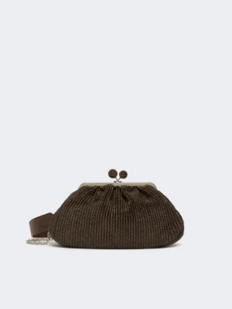 Sac Pasticcino moyen effet raphia, marron foncé
