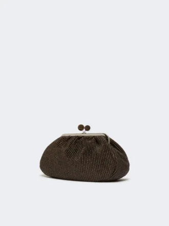 Sac Pasticcino moyen effet raphia, marron foncé
