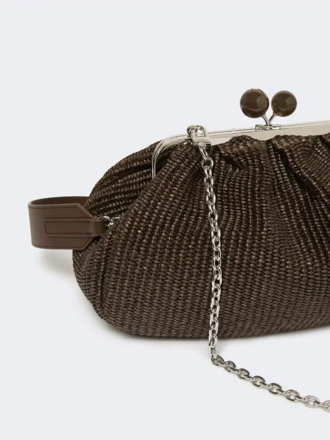 Sac Pasticcino moyen effet raphia, marron foncé Sac Pasticcino moyen effet raphia, marron foncé