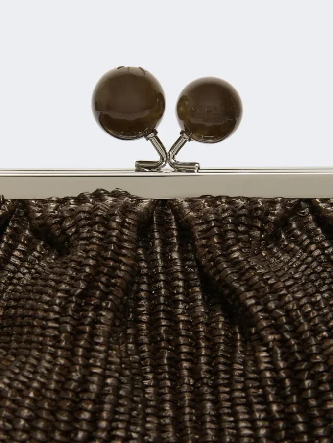 Sac Pasticcino moyen effet raphia, marron foncé Sac Pasticcino moyen effet raphia, marron foncé