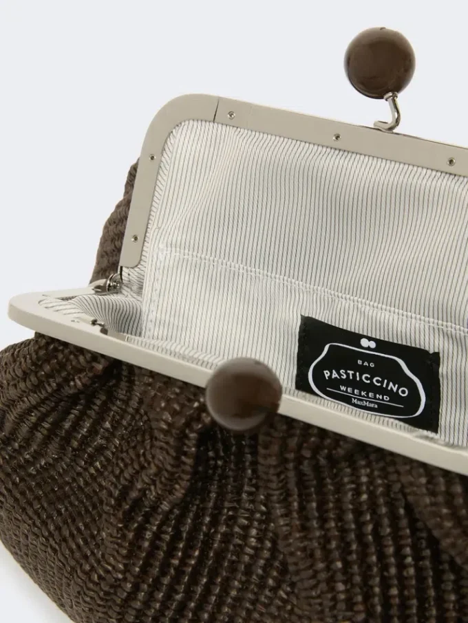 Sac Pasticcino moyen effet raphia, marron foncé Sac Pasticcino moyen effet raphia, marron foncé