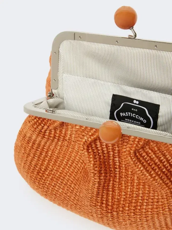 Sac Pasticcino moyen effet raphia, saumon