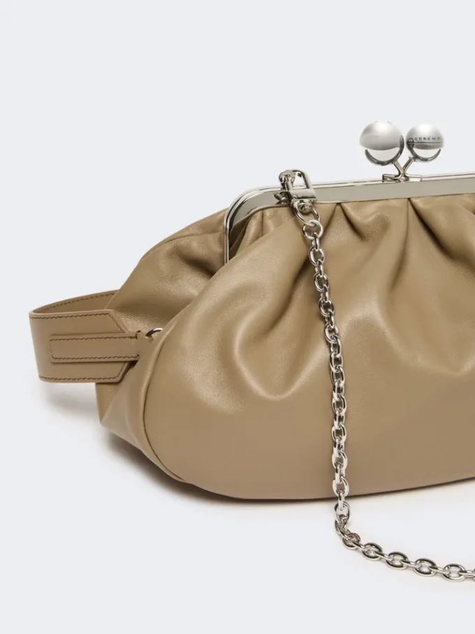 Sac Pasticcino moyen en cuir de mouton, couleur tourterelle
