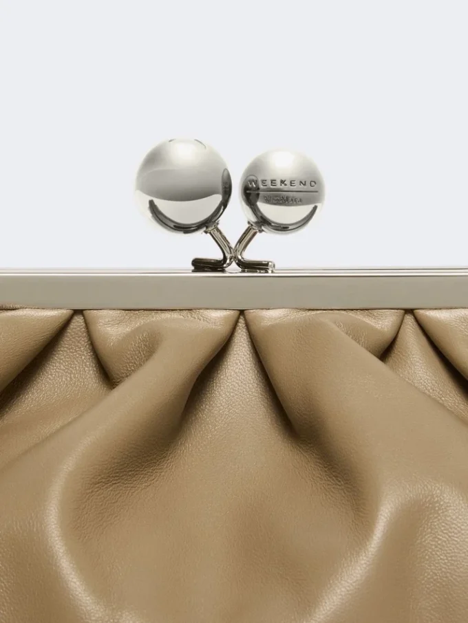 Sac Pasticcino moyen en cuir de mouton, couleur tourterelle