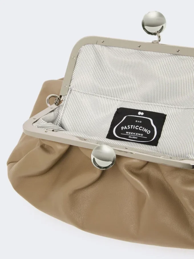 Sac Pasticcino moyen en cuir de mouton, couleur tourterelle