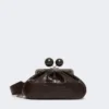 Sac Pasticcino moyen en cuir imprimé crocodile, marron foncé