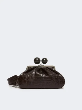 Sac Pasticcino moyen en cuir imprimé crocodile, marron foncé Sac Pasticcino moyen en cuir imprimé crocodile, marron foncé