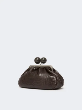 Sac Pasticcino moyen en cuir imprimé crocodile, marron foncé Sac Pasticcino moyen en cuir imprimé crocodile, marron foncé