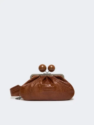 Sac Pasticcino moyen en cuir imprimé crocodile, rouge-brun Sac Pasticcino moyen en cuir imprimé crocodile, rouge-brun