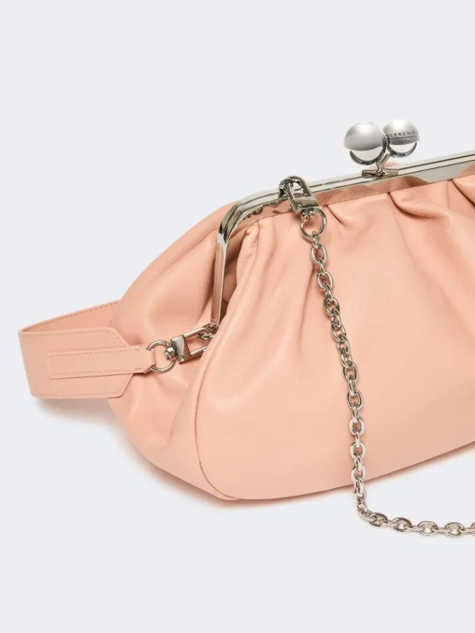 Sac Pasticcino moyen en peau de mouton, rose antique