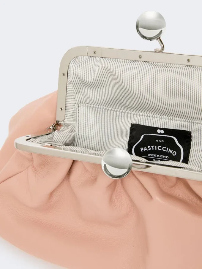 Sac Pasticcino moyen en peau de mouton, rose antique