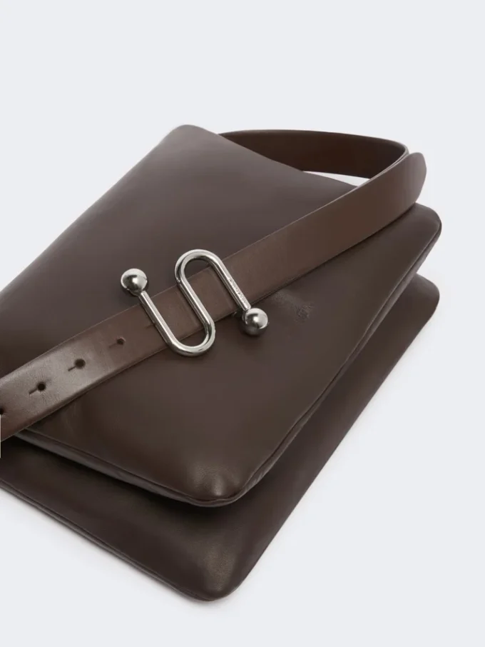 Sac Soffy rembourré en cuir nappa, couleur cacao