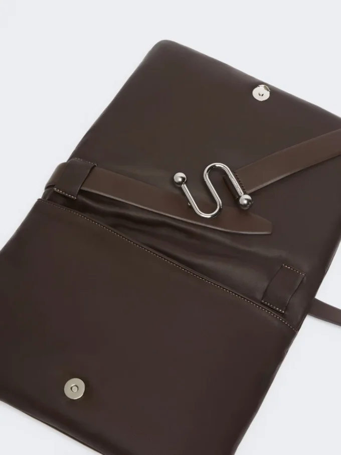 Sac Soffy rembourré en cuir nappa, couleur cacao