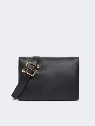 Sac Soffy rembourré en cuir nappa, noir